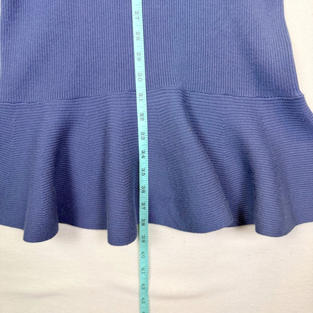 Gianni Bini Blue Ribbed Knit Bell Sleeve Sweater Dress L Coquette Mod Whimsigoth - Picture 3 of 6